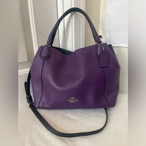 Coach Edie 28 Purple Pebbled Leather Bag